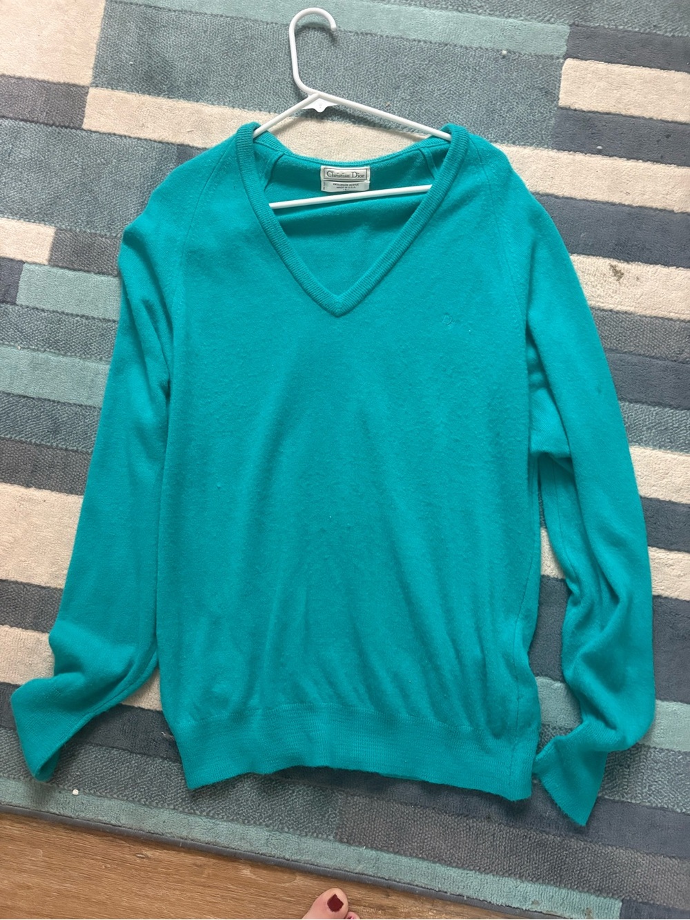 Dior Women's Teal V-Neck Sweater L - Picture 1 of 3